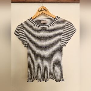 J. Crew Navy and White Striped Short Sleeve Tee